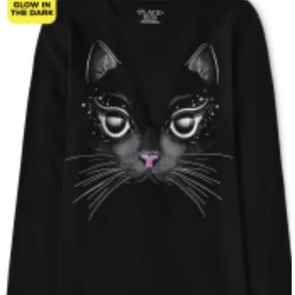 3 x 20 Mix and Match NWT The Children Place Girls Glow Cat Black Graphic Tee - Picture 2 of 4
